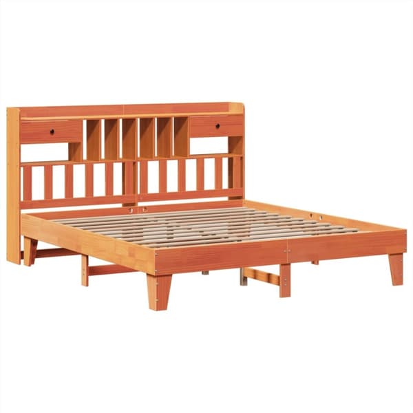 vidaXL sengeramme uden madras 200x200 cm massivt fyrretræ gyldenbrun