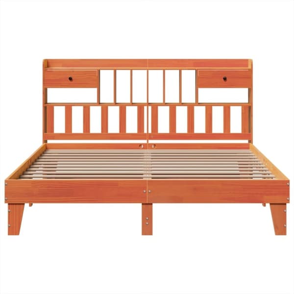 vidaXL sengeramme uden madras 200x200 cm massivt fyrretræ gyldenbrun