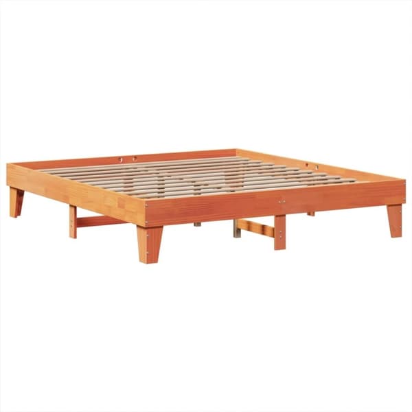 vidaXL sengeramme uden madras 200x200 cm massivt fyrretræ gyldenbrun