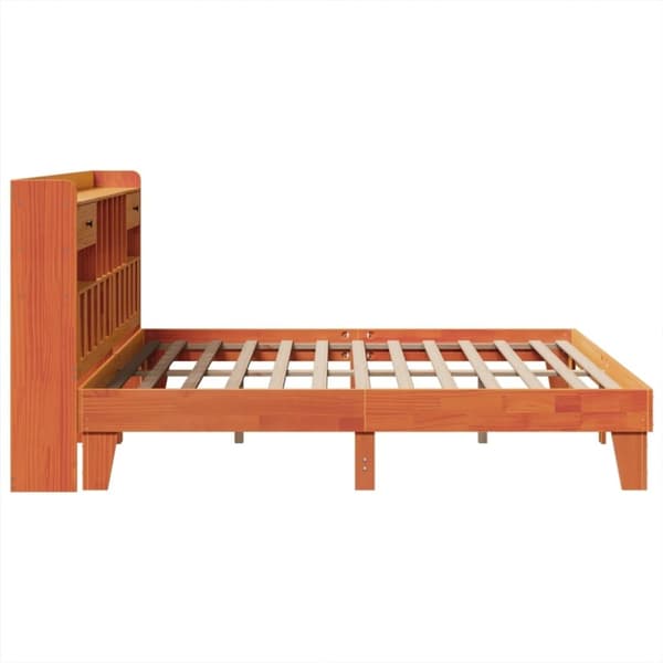 vidaXL sengeramme uden madras 200x200 cm massivt fyrretræ gyldenbrun
