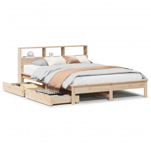 vidaXL Seng med bokhylle uten madrass 140x200 cm heltre furu