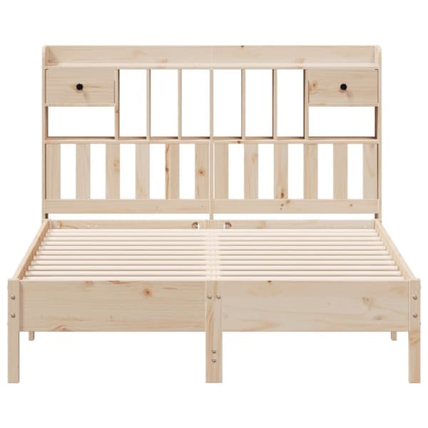 vidaXL Seng med bokhylle uten madrass 150x200 cm heltre furu