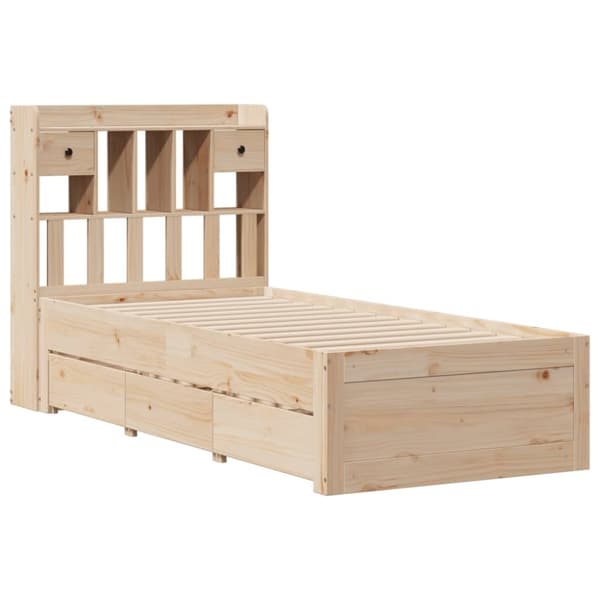 vidaXL Seng med bokhylle uten madrass 75x190 cm heltre furu