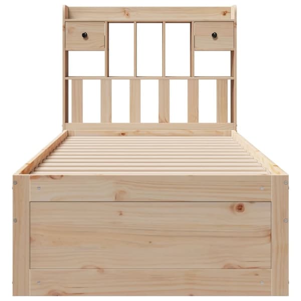 vidaXL Seng med bokhylle uten madrass 75x190 cm heltre furu