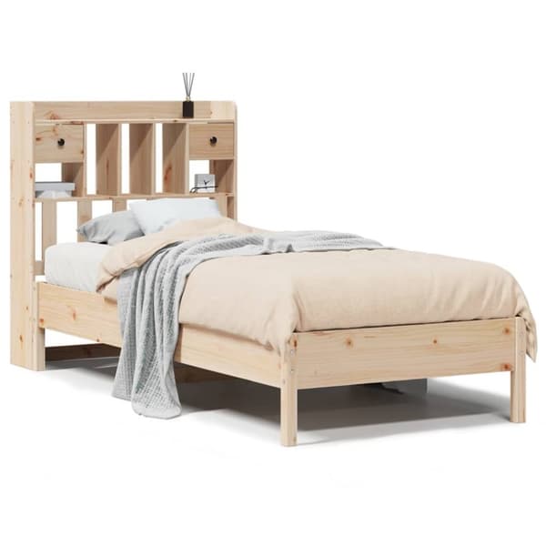 vidaXL Seng med bokhylle uten madrass 75x190 cm heltre furu