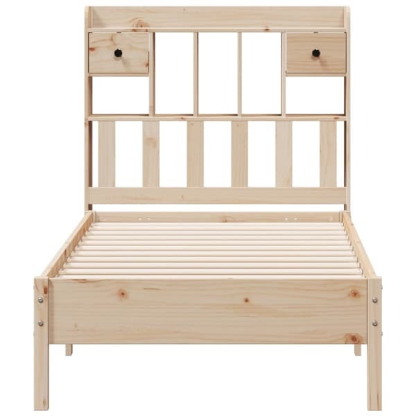 vidaXL Seng med bokhylle uten madrass 75x190 cm heltre furu