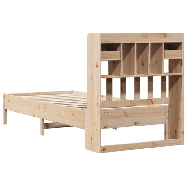 vidaXL Seng med bokhylle uten madrass 75x190 cm heltre furu
