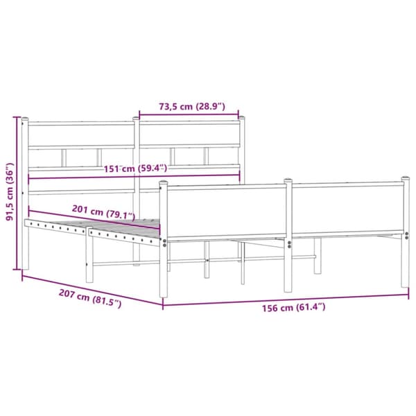 vidaXL sengeramme 150x200 cm uden madras konstrueret træ røget eg