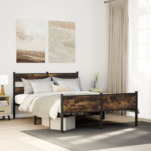 vidaXL Sängynrunko ilman patjaa savutammi 150x200 cm tekninen puu