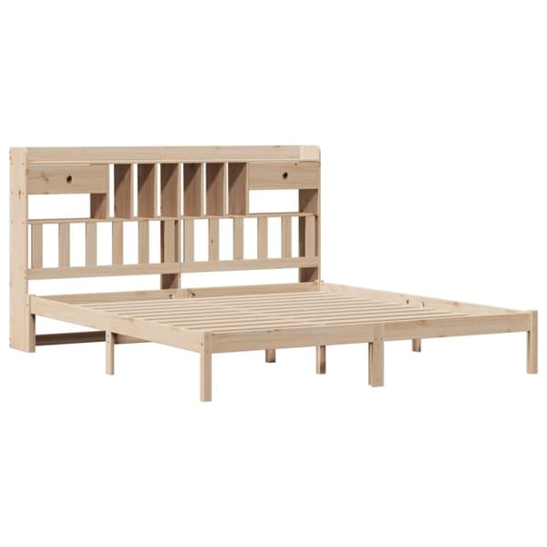 vidaXL Seng med bokhylle uten madrass 200x200 cm heltre furu
