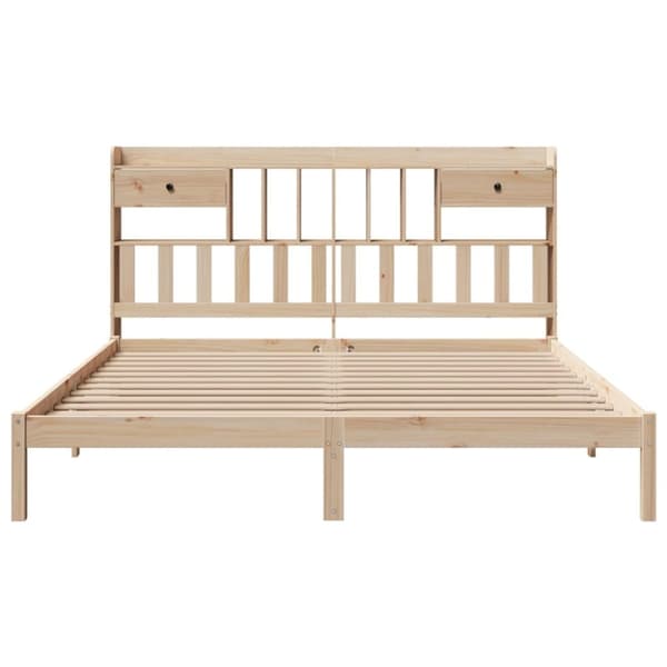 vidaXL Seng med bokhylle uten madrass 200x200 cm heltre furu
