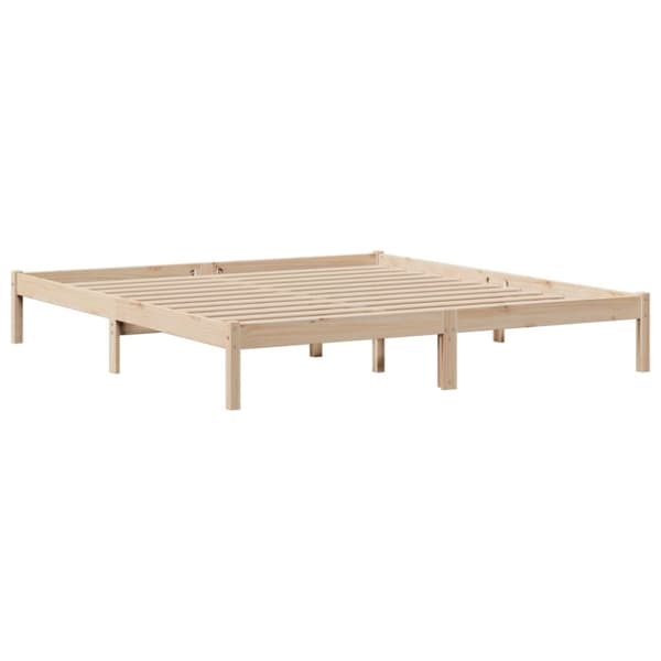 vidaXL Seng med bokhylle uten madrass 200x200 cm heltre furu