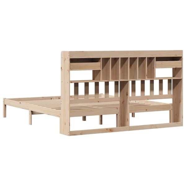 vidaXL Seng med bokhylle uten madrass 200x200 cm heltre furu