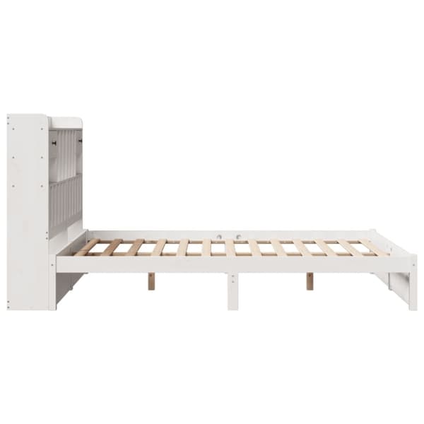 vidaXL Seng med bokhylle uten madrass hvit 140x200 cm heltre furu