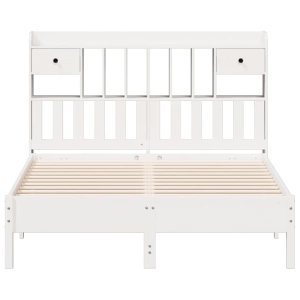 vidaXL seng med reol uden madras 140x190 cm massivt fyrretræ hvid