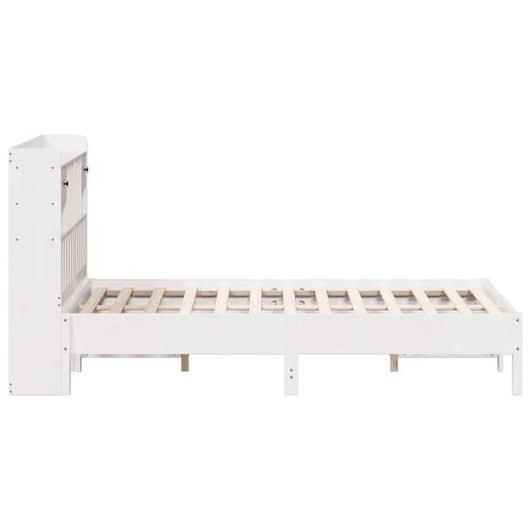 vidaXL seng med reol uden madras 140x190 cm massivt fyrretræ hvid