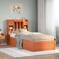 Miniatyrbilde 2 av 11: vidaXL Sengeramme uten madrass voksbrun 100x200 cm heltre furu