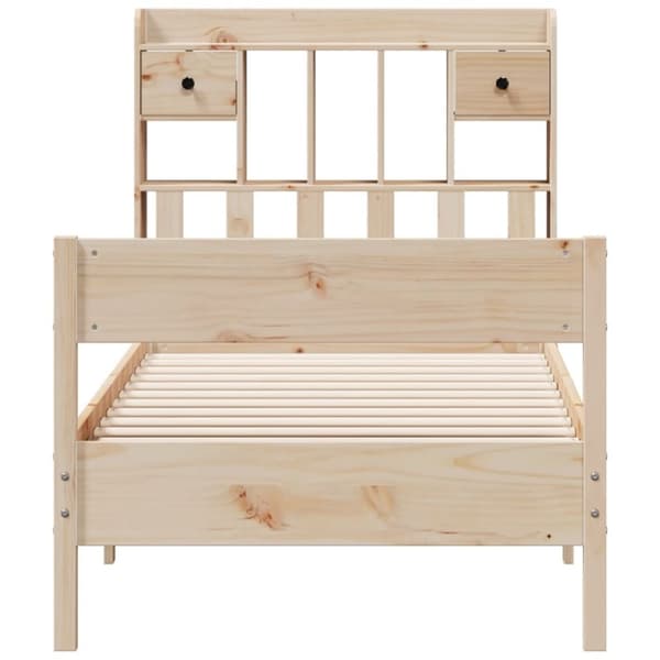 vidaXL Seng med bokhylle uten madrass 75x190 cm heltre furu