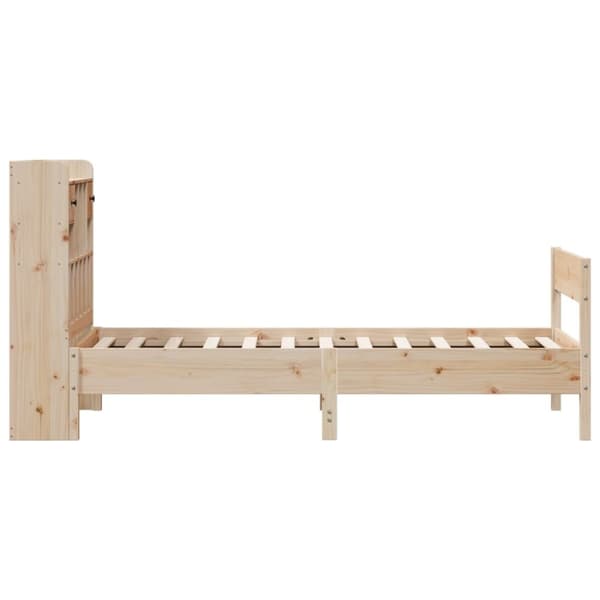 vidaXL Seng med bokhylle uten madrass 75x190 cm heltre furu
