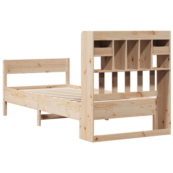 vidaXL Seng med bokhylle uten madrass 75x190 cm heltre furu