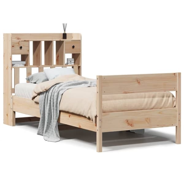 vidaXL Seng med bokhylle uten madrass 75x190 cm heltre furu