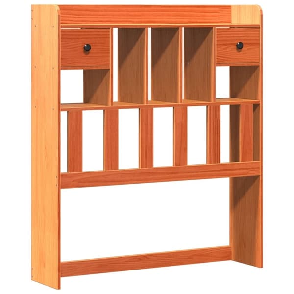 vidaXL Seng med bokhylle uten madrass voksbrun 75x190 cm heltre furu