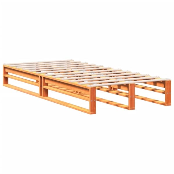 vidaXL Seng med bokhylle uten madrass voksbrun 75x190 cm heltre furu