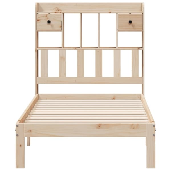 vidaXL Seng med bokhylle uten madrass 75x190 cm heltre furu