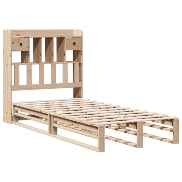vidaXL Sänky kirjahyllyllä ilman patjaa 75x190 cm täysi mänty