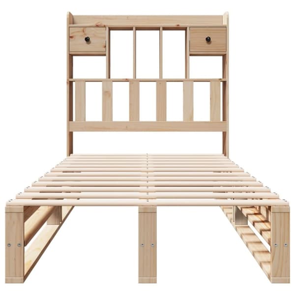 vidaXL Sänky kirjahyllyllä ilman patjaa 75x190 cm täysi mänty