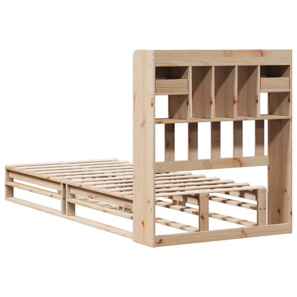 vidaXL Sänky kirjahyllyllä ilman patjaa 75x190 cm täysi mänty