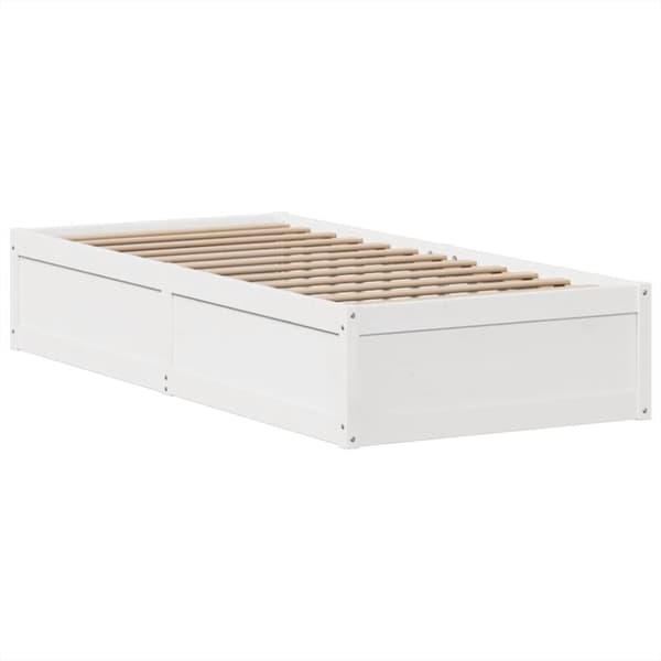 vidaXL sengeramme uden madras 75x190 cm massivt fyrretræ hvid