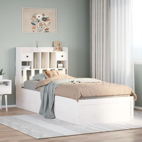 vidaXL sengeramme uden madras 75x190 cm massivt fyrretræ hvid