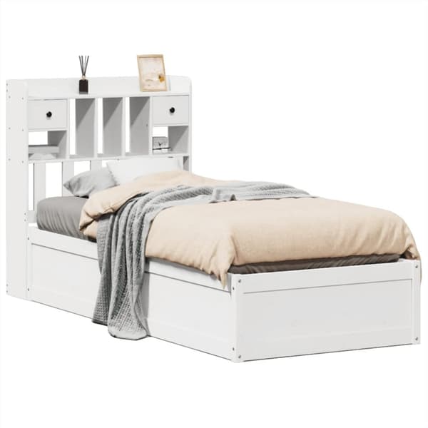 vidaXL sengeramme uden madras 75x190 cm massivt fyrretræ hvid