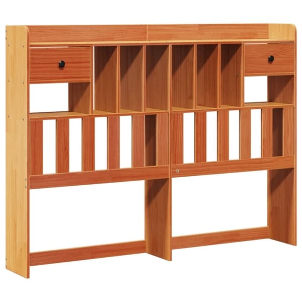 vidaXL Seng med bokhylle uten madrass voksbrun 140x190 cm heltre furu