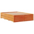 Miniatyrbilde 7 av 11: vidaXL Seng med bokhylle uten madrass voksbrun 140x190 cm heltre furu