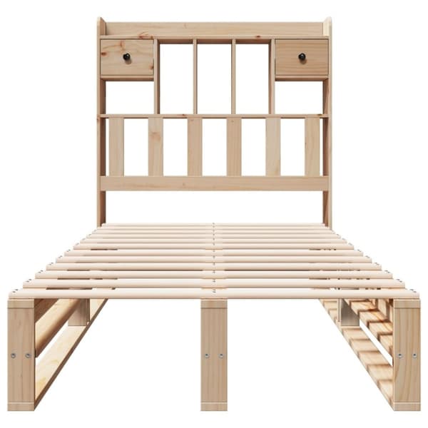 vidaXL Seng med bokhylle uten madrass 90x200 cm heltre furu
