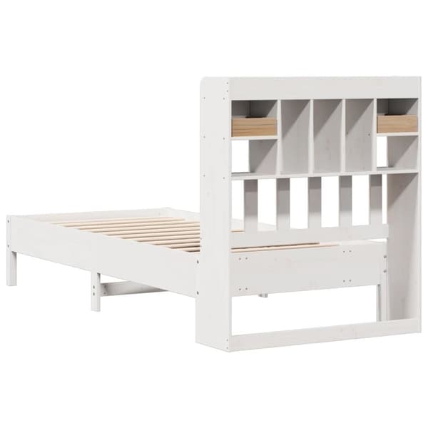 vidaXL Seng med bokhylle uten madrass hvit 75x190 cm heltre furu
