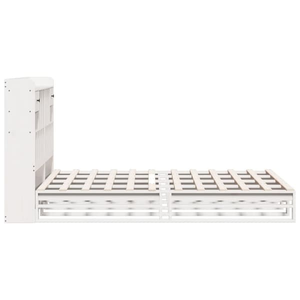 vidaXL Seng med bokhylle uten madrass hvit 160x200 cm heltre furu