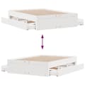 Miniatyrbilde 11 av 11: vidaXL Sengeramme uten madrass med skuffer hvit 140x190 cm heltre furu