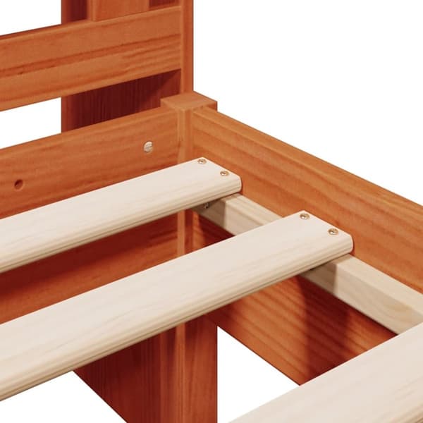 vidaXL Seng med bokhylle uten madrass voksbrun 75x190 cm heltre furu