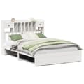 Miniatyrbilde 3 av 11: vidaXL Seng med bokhylle uten madrass hvit 140x190 cm heltre furu