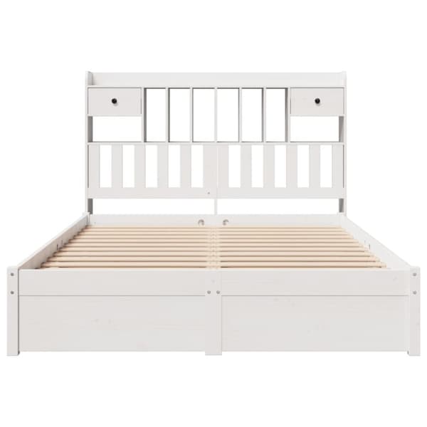 vidaXL Seng med bokhylle uten madrass hvit 140x190 cm heltre furu