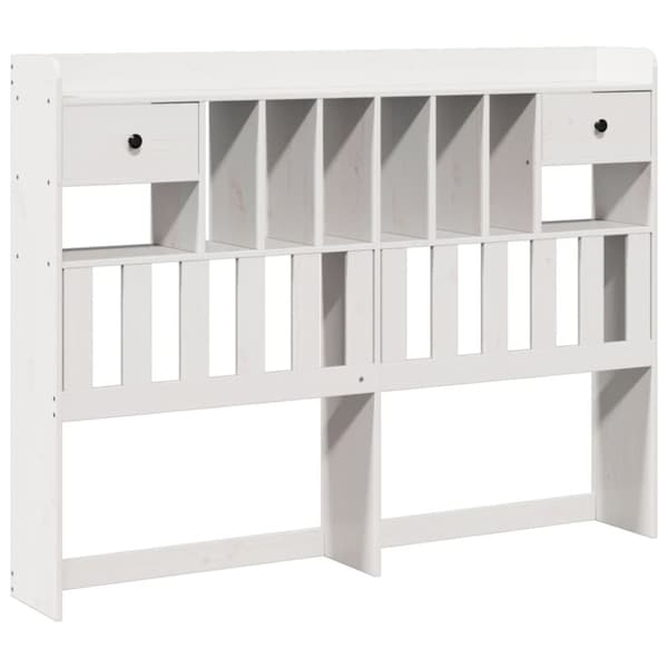 vidaXL Seng med bokhylle uten madrass hvit 140x190 cm heltre furu