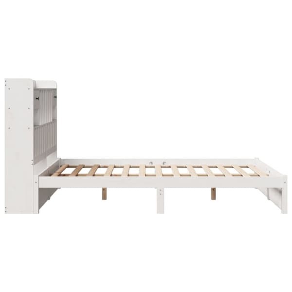 vidaXL Seng med bokhylle uten madrass hvit 140x190 cm heltre furu