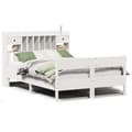 Miniatyrbilde 3 av 11: vidaXL Seng med bokhylle uten madrass hvit 135x190 cm heltre furu