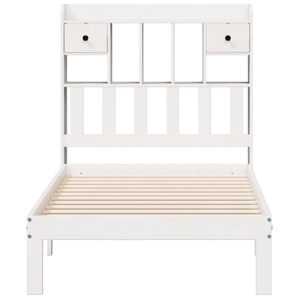 vidaXL Sänky kirjahyllyllä ei patjaa valkoinen 75x190 cm täysi mänty