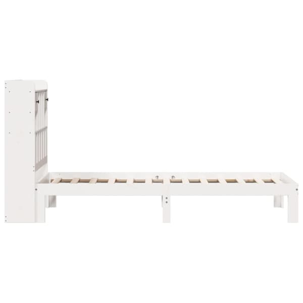 vidaXL Sänky kirjahyllyllä ei patjaa valkoinen 75x190 cm täysi mänty