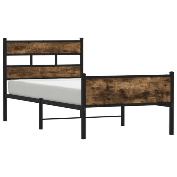 vidaXL Sengeramme uten madrass røkt eik 90x200 cm konstruert tre