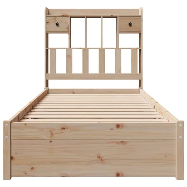 vidaXL Sänky kirjahyllyllä ilman patjaa 75x190 cm täysi mänty